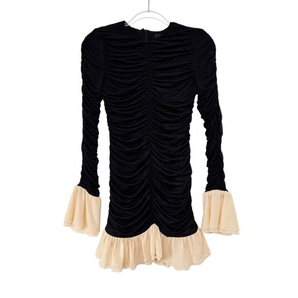 NWT Rotate Birger Christensen Ruched Long Sleeve Mini Dress Black Party Size 4 - Picture 3 of 16